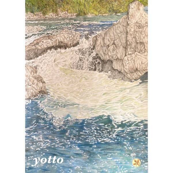 色鉛筆画「 風流三昧 」A4・額付き◇◆手描き◇原画◆風景画◆yotto◇50%OFF