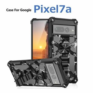 Google Pixel 7a ケース ブラック 迷彩アーマー