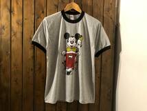 新品●ミッキーマウス & ミニーマウス　両面プリント　ビンテージスタイル　霜降り　リンガーTシャツ［L］●アニメーション/ベスパ/GRY_画像1