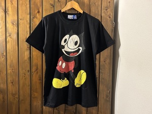 新品●フィリックス・ザ・キャット × ミッキーマウス　ビンテージスタイル　Tシャツ［L］●アニメ/マンガ/FELIX/MICKEY