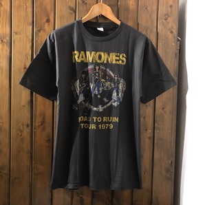 新品●ラモーンズ ROAD TO RUIN TOUR 1979 ビンテージスタイル Ｔシャツ［L］●パンクロックバンド/RAMONES/CBGBの画像1