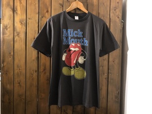 新品●MICK MOUTH　パロディ　ビンテージスタイル　Tシャツ［L］●ミッキーマウス/ミックジャガー/ローリングストーンズ/ロックバンド