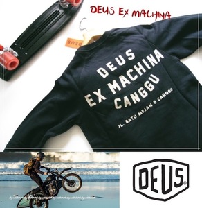 【DEUS EX MACHINA デウス エクス マキナ】サーフ＆バイク 新品 チャングー スカル ロゴ トレーナー 黒 S!!　ロンハーマン扱いブランド