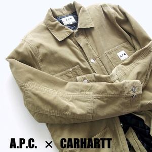 【A.P.C. アーペーセー × CARHARTT カーハート】別注 コラボ コーデュロイ カバーオール XL!! （中綿キルティング ワークジャケット）