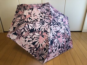 ☆美品☆ポール＆ジョー/折りたたみ傘雨傘/花＆葉柄紺ピンク