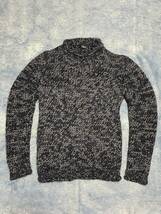 高級品 イタリア製 アルパカ混 PAZZO パッゾ もこもこ ニット ざっくり粗目な編み セーター グレーｘブラック シック モードカジュアル _画像1