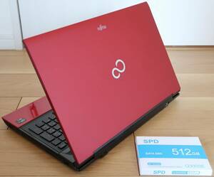 ★美品★Core i7-3632QM/新品512GB SSD/8GBメモリ/ブルーレイドライブ/Windows 11★富士通LIFEBOOK AH45/K FMVA45KRルビーレッド★