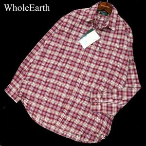 【新品 未使用】 Whole Earth ホールアース ダクロンQD★ 長袖 ワーク チェック シャツ Sz.XL　メンズ アウトドア デサント　C3T08310_9#C