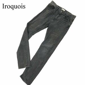 Iroquois イロコイ 通年 USED加工★ デザイン柄 ストレッチ スキニー デニム パンツ ジーンズ Sz.1　メンズ グレー 日本製　C3B03613_9#R