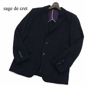 SAGE DE CRET サージュデクレ 秋冬 【ウール カシミヤ混】 2B アンコン テーラード ジャケット Sz.M　メンズ 紺 日本製　C3T08479_9#N