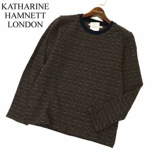 KATHARINE HAMNETT LONDON キャサリン ハムネット 秋冬 デザイン総柄★ ウール ニット セーター Sz.M　メンズ 日本製　C3T08661_A#K