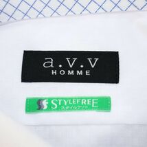 【新品 未使用】 a.v.v. HOMME アーヴェヴェオム スタイルフリー★ 格子柄 長袖 ボタンダウン シャツ Sz.L84　メンズ 白　C3T08786_A#C_画像5