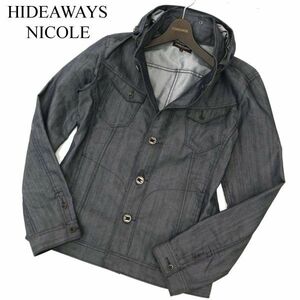 HIDEAWAYS NICOLE ハイダウェイ ニコル 通年 フード収納★ スリム デニム ジャケット Gジャン Sz.48　メンズ　C3T09308_A#O