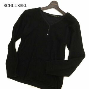 SCHLUSSEL シュリセル 秋冬 ウール混★ ニット カーディガン Sz.2　メンズ 黒 日本製　C3T09300_A#K