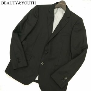 BEAUTY&YOUTH United Arrows through year total reverse side reverse side stripe * wool 2B Anne navy blue tailored jacket Sz.M men's black C3T09389_A#O