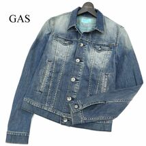 GAS ガス 通年 USED加工★ ストレッチ トラッカー デニム ジャケット Gジャン Sz.46　メンズ　C3T09226_A#O_画像1