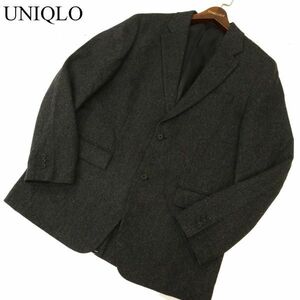 22AW★ UNIQLO ユニクロ 秋冬 ウールブレンド ヘリンボーン柄 2B テーラード ジャケット Sz.XL　メンズ グレー 大きいサイズ　C3T09233_A#N