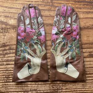 【新品未使用 UNDERCOVER D-HAND FLOWER フラワー ディーハンド レザーグローブ 手袋 レディース ブラウン アンダーカバー artscabut期】