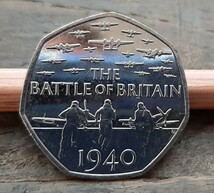 イギリス 英国 50ペンスコイン エリザベス女王 バトル・オフ ブリテンのデザイン the battle of Britain 2015年 デザイン 本物　_画像3