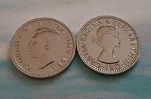 2コインセット 1948年 1962年幸せシックスペンス イギリス ジョージ6th エリザベス女王ラッキー6ペンス 本物美品です_画像1