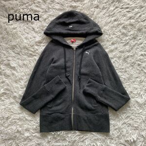 puma プーマ パーカー ジップアップ 刺繍ロゴ入り ラグランスリーブ グレー S