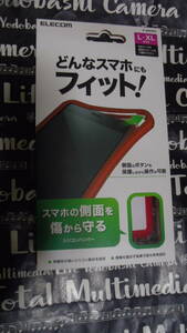 ELECOM マルチシリコンバンパー レッド L-XLサイズ 参考約幅70~81mm×奥行12mm×高さ143.5~164mm側面ボタン保護しながら操作しっかりガード