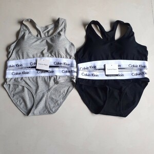 Sサイズ　カルバンクライン　ブラ&ショーツセット　上下セット　グレーとブラックセット　下着 Calvin klein CK 新品 未使用