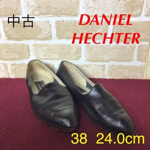 【売り切り!送料無料!】A-12 DANIELHECHTER!パンプス!38!24.0!ビジネスシューズ!黒!ブラック!冠婚葬祭!仕事!中古