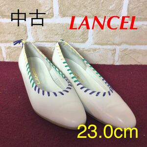 [ selling out! free shipping!]A-12 LANCEL! pumps!23.0! white! white! colorful! lovely! stylish! used!