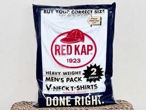 5-6 未使用 希少 RED KAP レッドキャップ Vネック Tシャツ 2枚組 XLサイズ ホワイト ヘビーウェイト