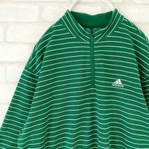 【人気カラー】adidas ハーフジップ ポロシャツ メンズ Lサイズ グリーン クライマライト アディダス ゴルフにも_画像1