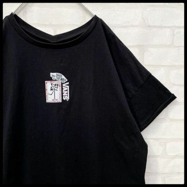 【入手困難】VANS オーバーサイズ ユニセックス センターロゴ Tシャツ 黒 レディース フリーサイズ ヴァンズ
