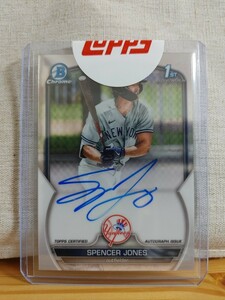 スペンサー・ジョーンズ 直筆サイン Rookie Topps bowman chrom ヤンキース Spencer Jones プロスペクト 大谷