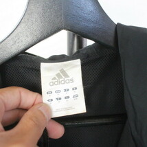 J399 2006年製 ビンテージ adidas アディダス ポリエステルジャケット■00s 表記Lサイズ 黒 ブラック スリーストライプ フーディー 古着_画像3