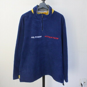 M549 2000年代製 ハーフジップ フリースジャケット TOMMYHILFIGER トミーヒルフィガー■00s 表記Lサイズ ブルー プルオーバー 古着 古着卸