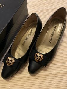 イヴサンローラン／靴レディース／YVES SAINT LAURENT 35 1/2 リボンパンプス レザー 黒 4cm