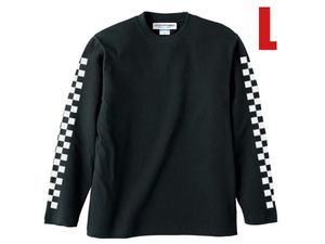 袖CHECKER L/S T-shirt BLACK L/長袖ロンtee袖プリントヴィンテージvintageハーレーharleyチョッパーバイクold skoolオールドスクールvans