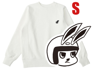 Champion Reverse Weave TYPE CHECKER RABBIT SWEAT WHITE S/チャンピオンリバースウィーブスウェットバイク乗りベスパランブレッタ刺繍