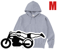 袖スピードアディクト PARKA GRAY × BLACK M/霜降りグレー杢グレープルパーカースウェットハーレーチョッパーバイクヴィンテージ古着90s_画像1