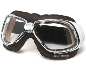 nannini Rider GOGGLE BROWN・CHROME × ANTI FOG CLEAR/ナンニーニライダーゴーグル茶ブラウンhalcyonace cafe racerエースカフェレーサー