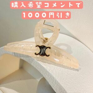 未使用　ヘアクリップ　バンズクリップ　クリアホワイト　ロゴ　購入希望コメント後1599円