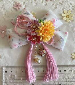  hand made ribbon Japanese style hair clip 38. flower tassel kimono . hakama The Seven-Five-Three Festival hair ornament cat pohs postage included 