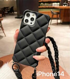 【 ラスト商品･現物限り 】 iPhone14 ケースカバー ストラップ付き 高級感 シリコン