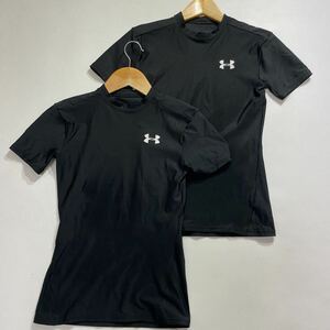 184 UNDER ARMOUR アンダーアーマー 半袖 トップス 2枚セット ストレッチ ロゴプリント スポーツ トレーニング ブラック 黒 メンズ 31018M