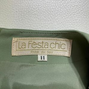 246 La Festa Chic ラフェスタ シック タック ロングワンピース 長袖 サイズ11 日本製 バックジップ レディース 31024Eの画像3