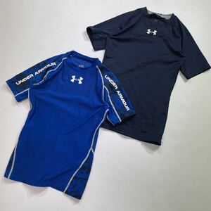 254 UNDER ARMOUR アンダーアーマー 半袖 トップス 2枚セット ストレッチ ロゴプリント スポーツ トレーニング ネイビー ブルー 31024S