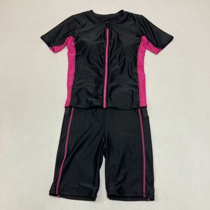 222ru* mode fitness swimsuit two piece size 9M separate front Zip pad attaching black Jim swim swim wear 31014L