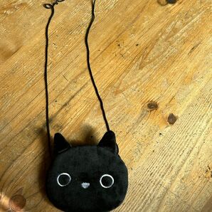 未使用　黒猫　財布　ポシェット　子供　小銭入れ　ダイカット ネコグッズ　コインケース　ショルダーバッグ ハロウィン