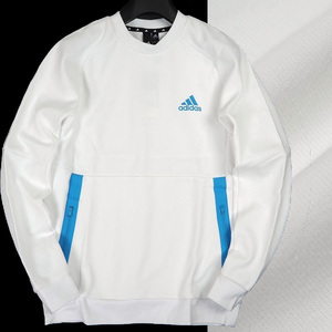 P467 新品 アディダス クルーネック スウェット トレーナー adidas ゴルフ (サイズ:XL) ホワイト 秋冬