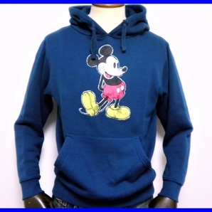 即決 Disneyディズニー ミッキーマウスプリント プルオーバースウェットパーカ メンズM